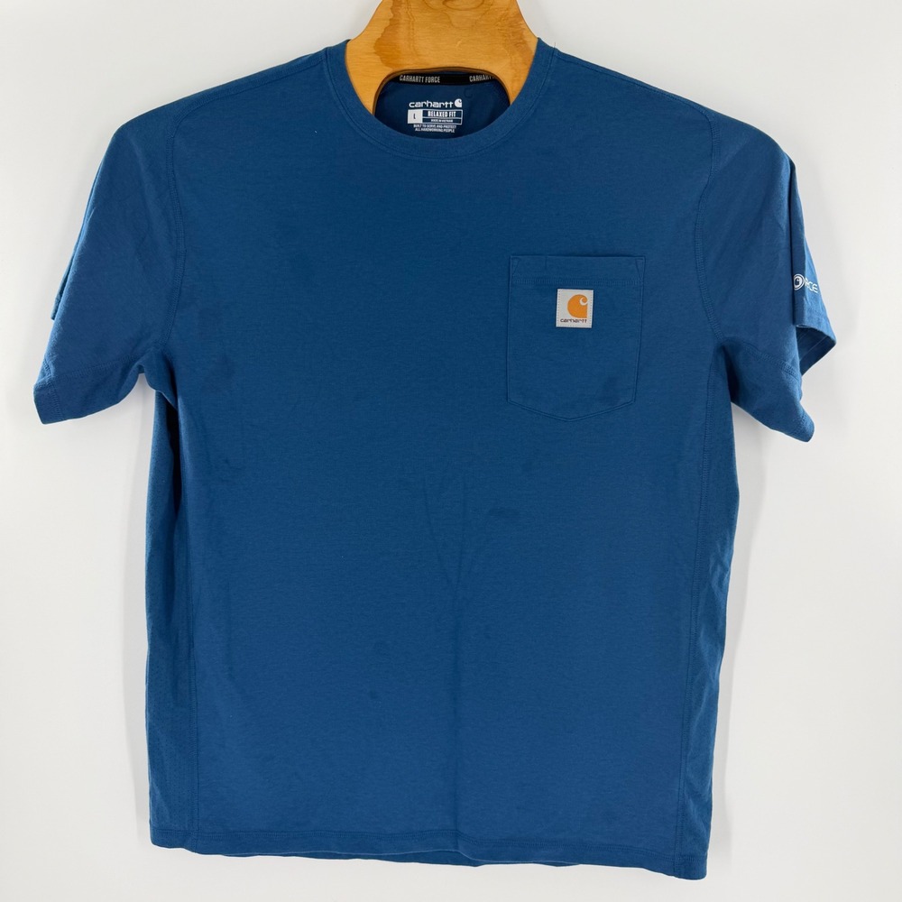 Carhartt Force Relaxed Fit Pocket T-Shirt Mens Large Blue Short Sleeve Tee